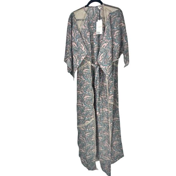 Zadig & Voltaire Silk Lace Blend Chain Print Maxi Dress Long Sleeves Size L NWT - Picture 4 of 12